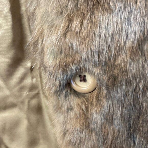 Vintage Real Rabbit Fur Coat Jacket Brown Tan Women M Mobwife Glam Pea Coat - Picture 3 of 6